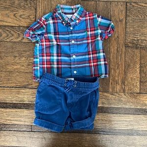 Polo Ralph Lauren button down and shorts set 6 months